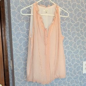 Max Studio Peachy Pink Gingham Sleeveless Halter Blouse